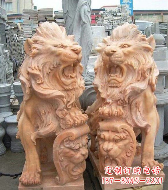 湖南晚霞红盾牌欧式狮子
