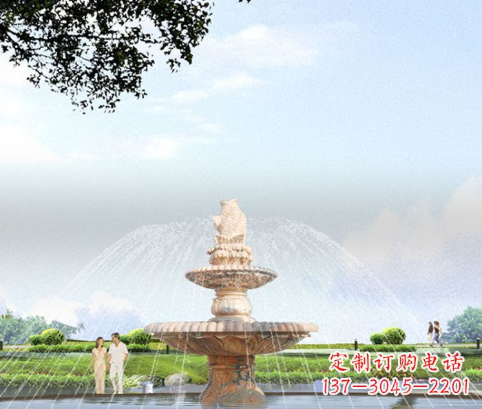 湖南晚霞红多层大型石雕喷泉 (4)
