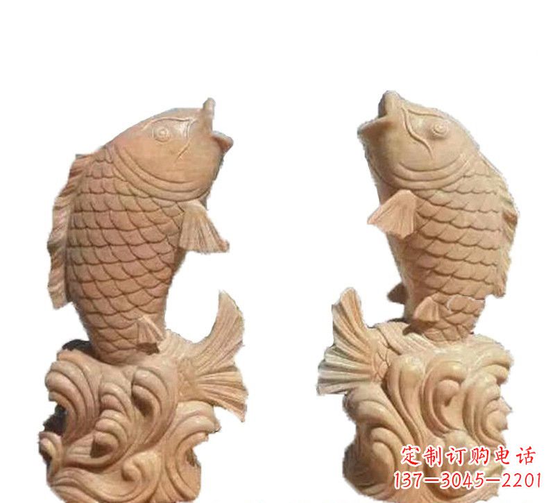 湖南晚霞红公园喷水鲤鱼石雕