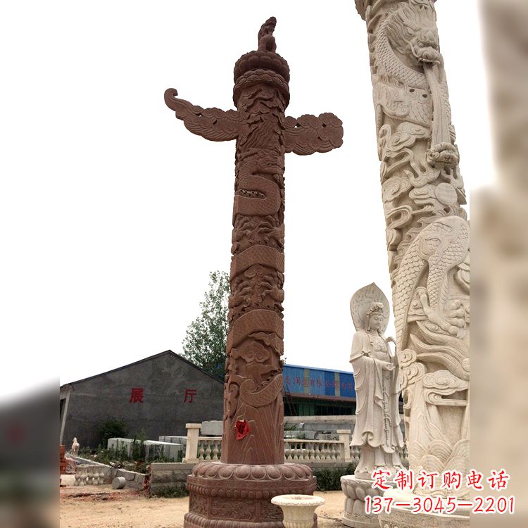 湖南晚霞红华表石柱