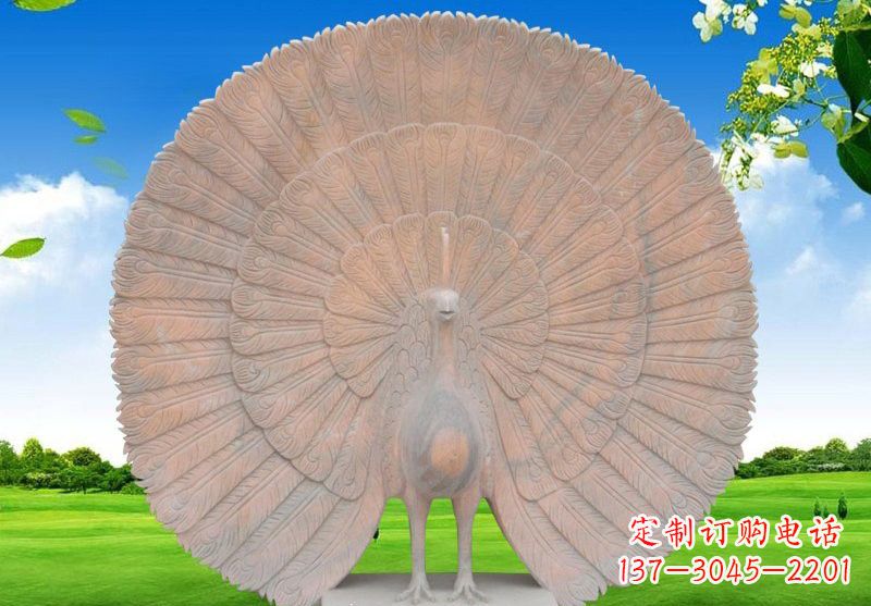 湖南晚霞红开屏孔雀雕塑