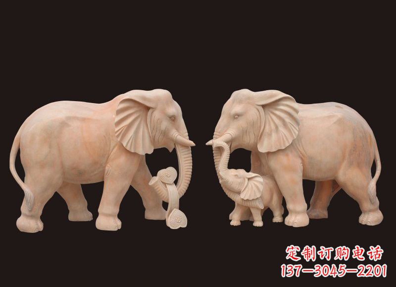 湖南晚霞红母子大象雕塑
