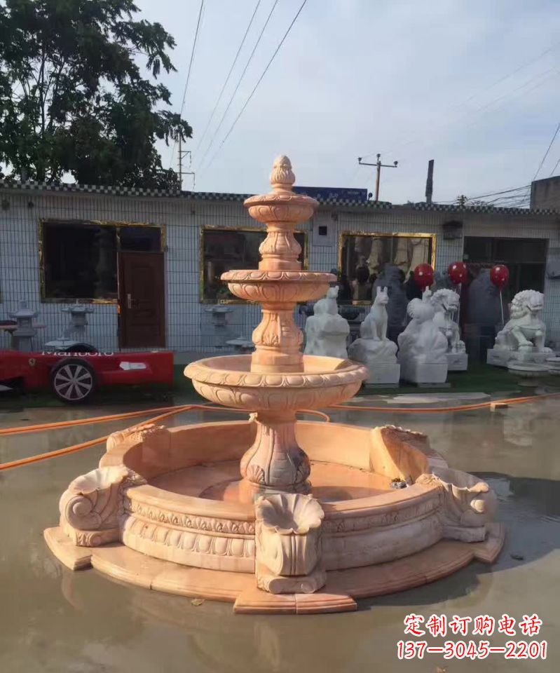 湖南晚霞红欧式流水喷泉