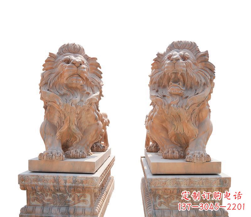 湖南晚霞红欧式狮子雕塑