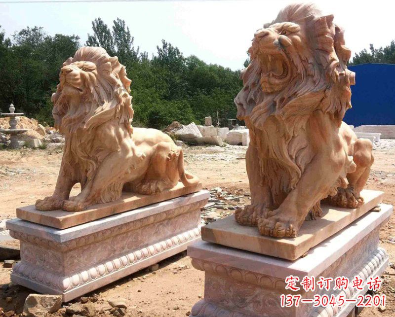 湖南晚霞红欧式狮子雕塑222