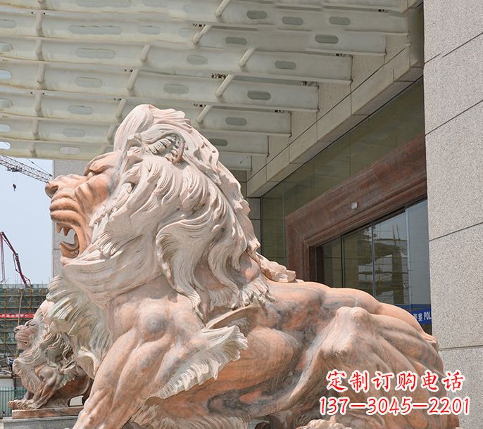 湖南晚霞红欧式狮子石雕 (3)