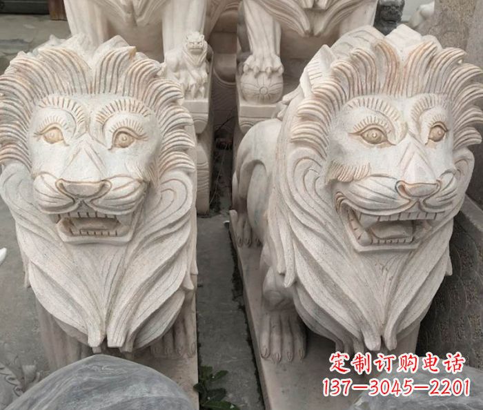 湖南晚霞红欧式狮子石雕 (2)