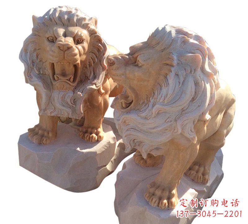 湖南晚霞红欧式西洋狮子雕塑