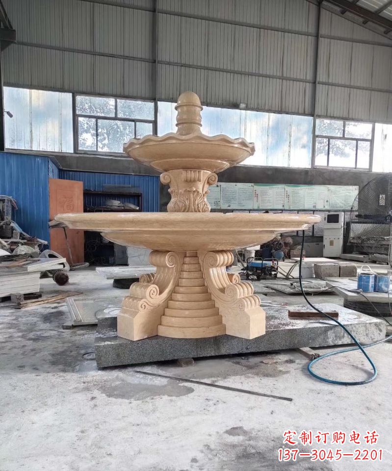 湖南晚霞红喷泉石雕广场景观雕塑