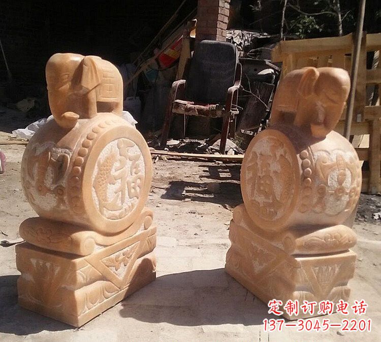 湖南晚霞红小象门墩