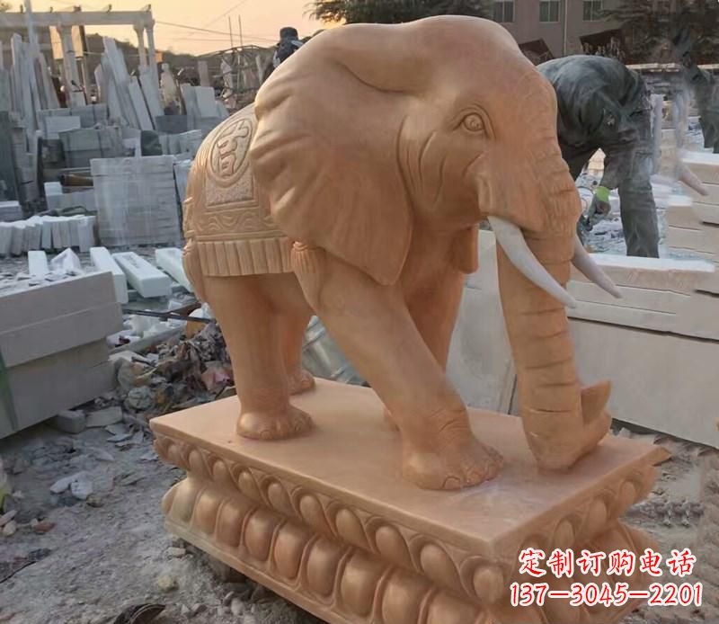 湖南晚霞红元宝招财大象