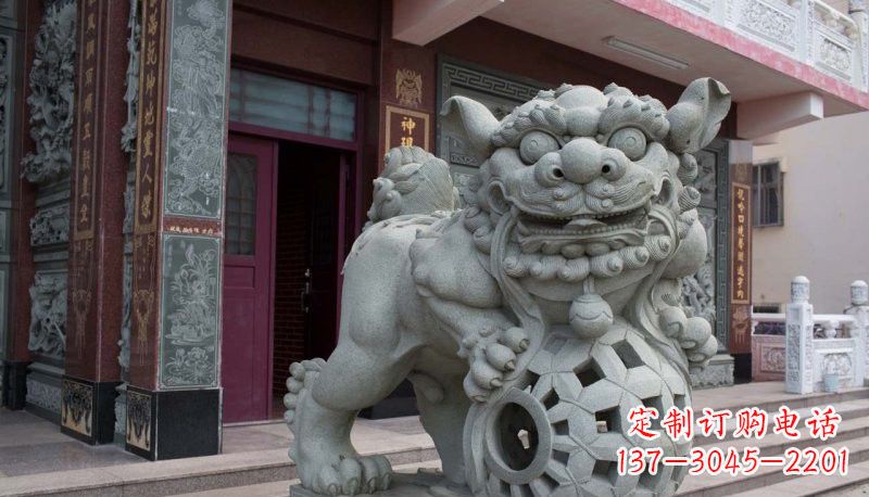 湖南网球狮石雕南方狮子雕塑