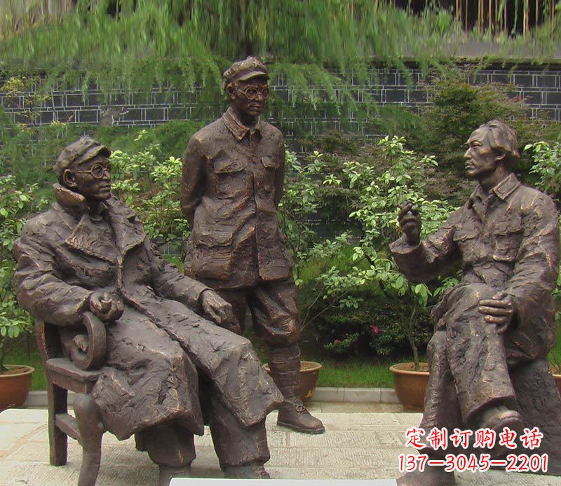 湖南伟人毛泽东刘伯承铜雕