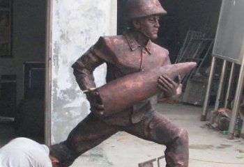湖南铜雕炮弹战士，象征勇气和决心