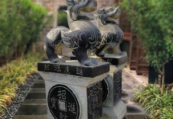 湖南貔貅石雕小区看门雕塑