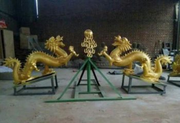 湖南享受经典，领略古老传统，精美特色的双龙戏珠铜雕