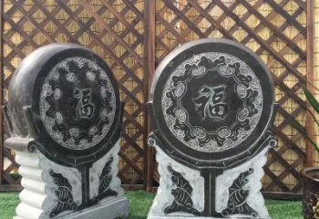 湖南青石仿古福字抱鼓雕塑，让您的家园更加美观