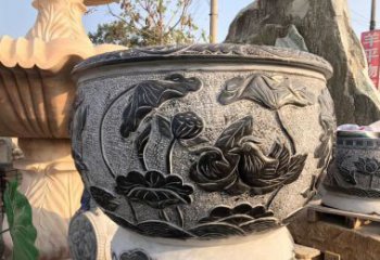 湖南荷花浮雕鱼缸雕塑，让空间更加生机勃勃