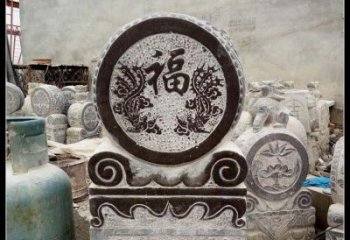 湖南青石凤凰浮雕抱鼓石，精致历久弥新