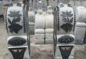 湖南中领雕塑推出的青石荷花浮雕门墩雕塑，使用…