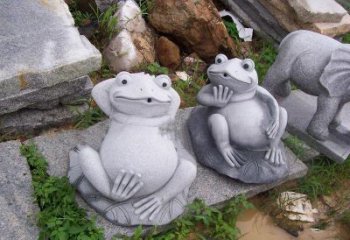 湖南别具一格的青石青蛙喷水雕塑