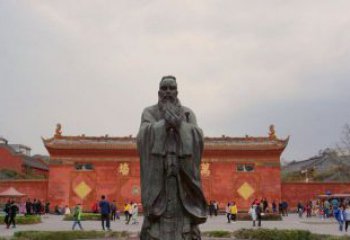 湖南传统文化艺术品，青铜孔子行教人物雕塑