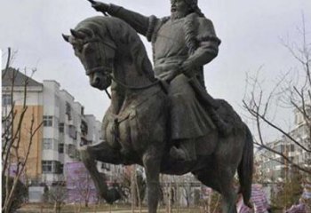 湖南精致雕刻成吉思汗青铜骑马