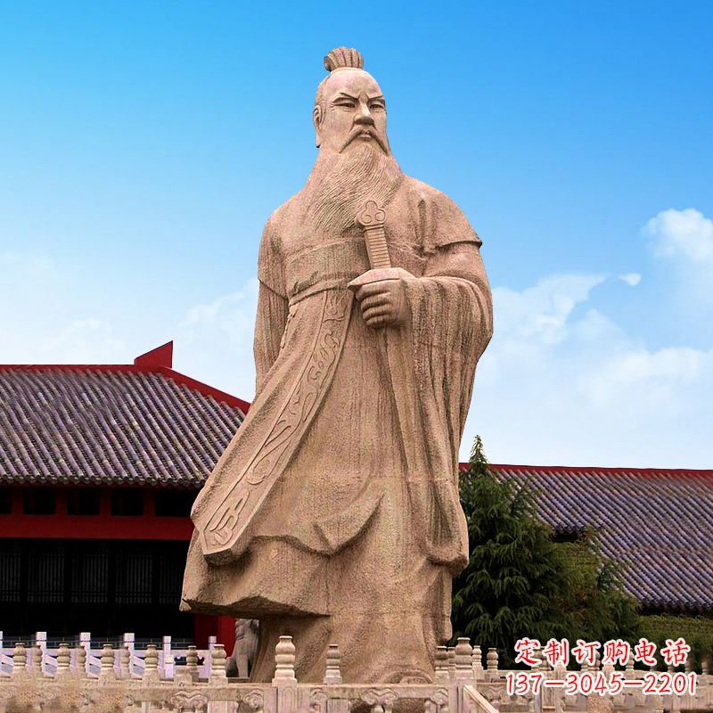 湖南魏武帝曹操砂岩石雕塑像
