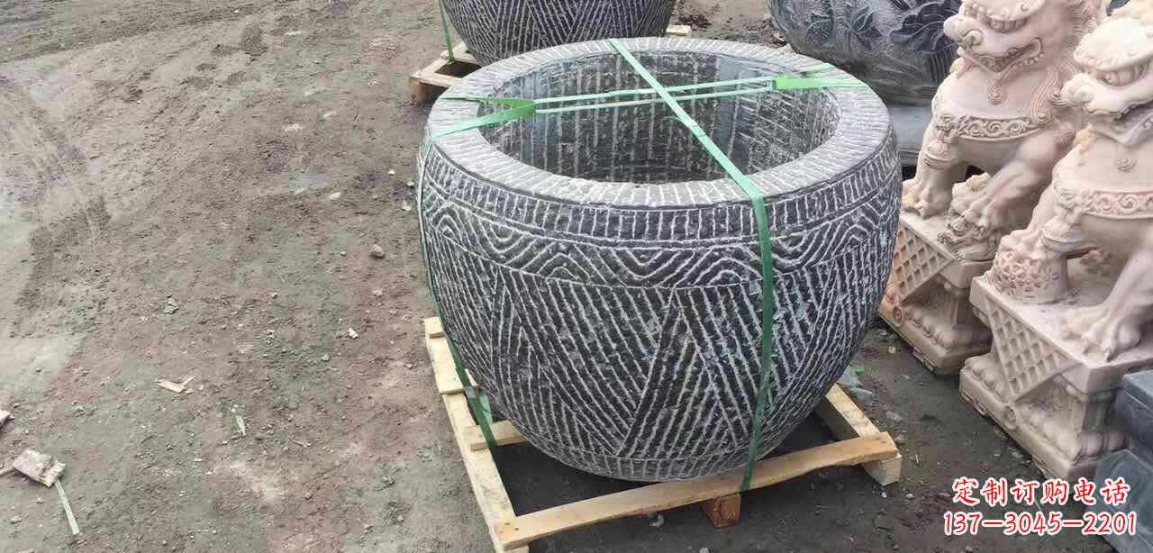 湖南纹理石浮雕水缸