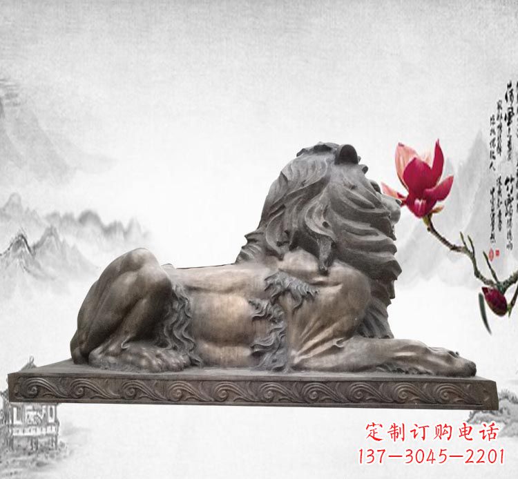湖南卧着的西洋狮子铜雕