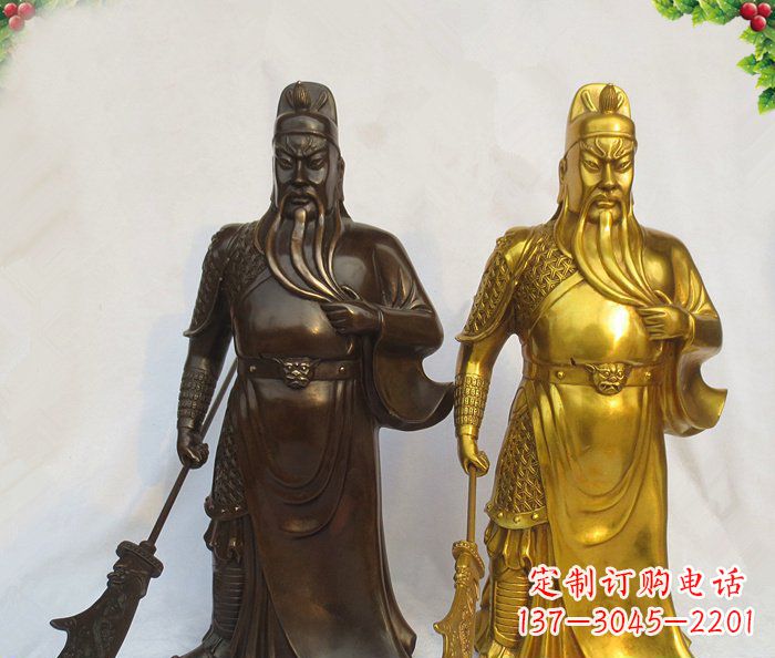 湖南武财神持刀关公铜雕 (2)