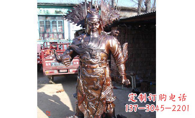 湖南武财神持刀关公铜雕 (3)