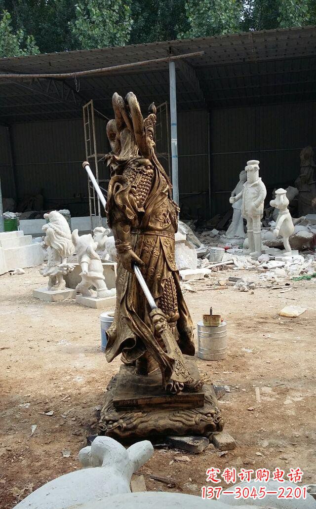 湖南武财神关公玻璃钢仿铜雕塑