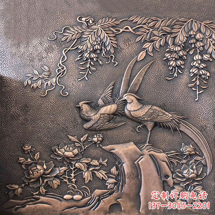 湖南喜鹊紫铜浮雕装饰画