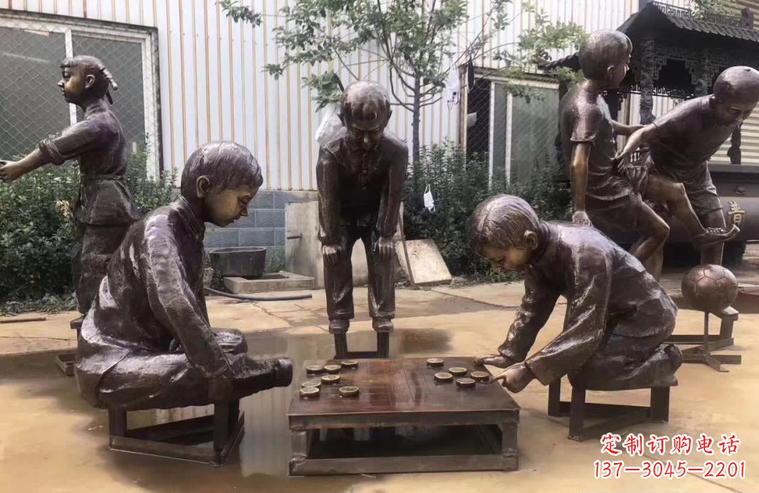 湖南下象棋儿童铜雕