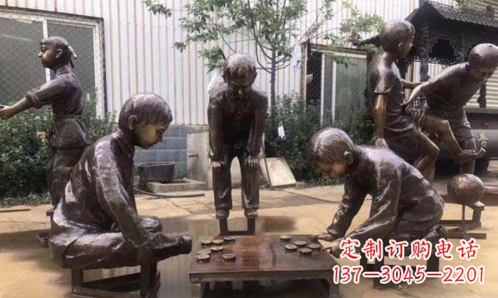 湖南下象棋儿童铜雕 (2)