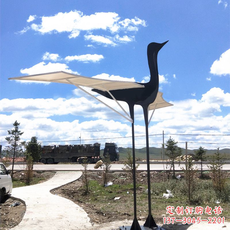 湖南仙鹤不锈钢遮阳亭景观雕塑