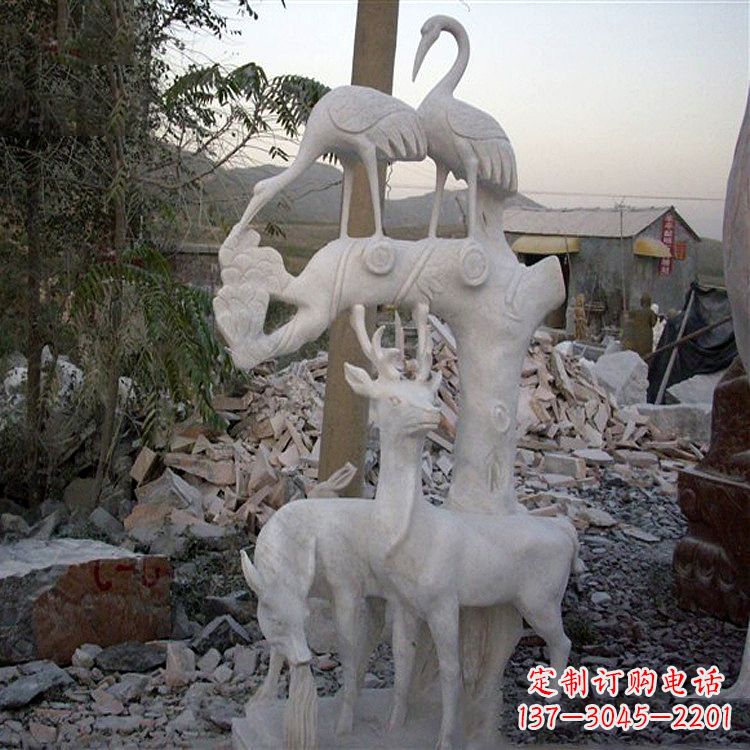 湖南仙鹤石雕景观摆件