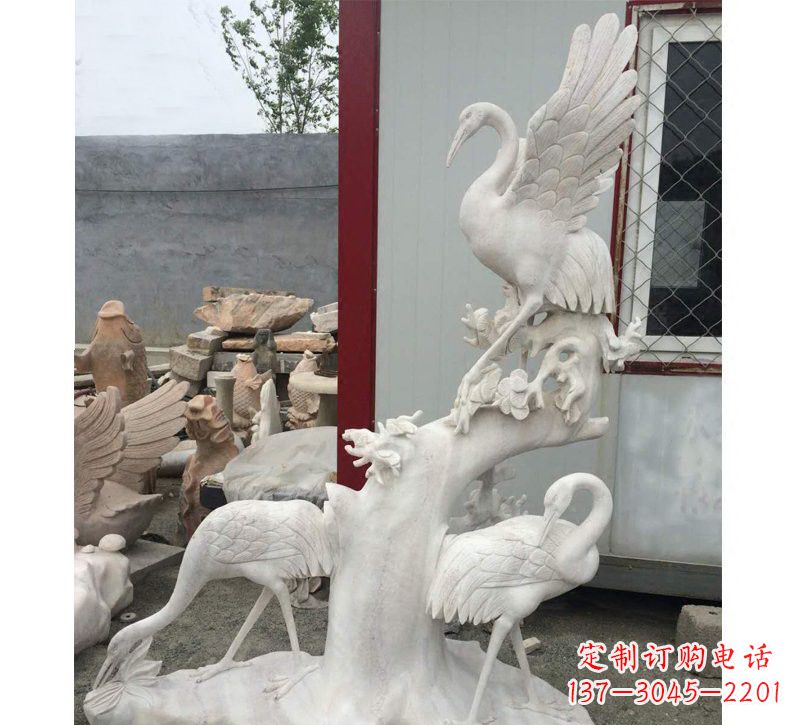 湖南仙鹤松树石雕