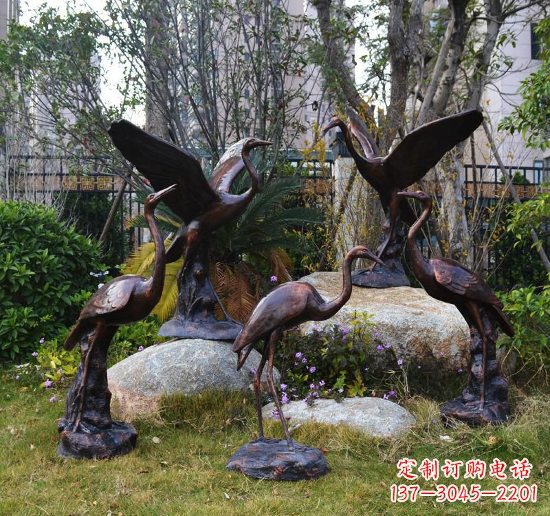 湖南仙鹤铜雕塑 (2)