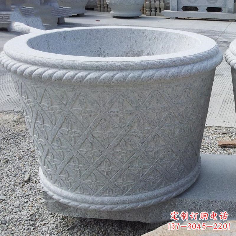 湖南现代石雕花盆雕塑