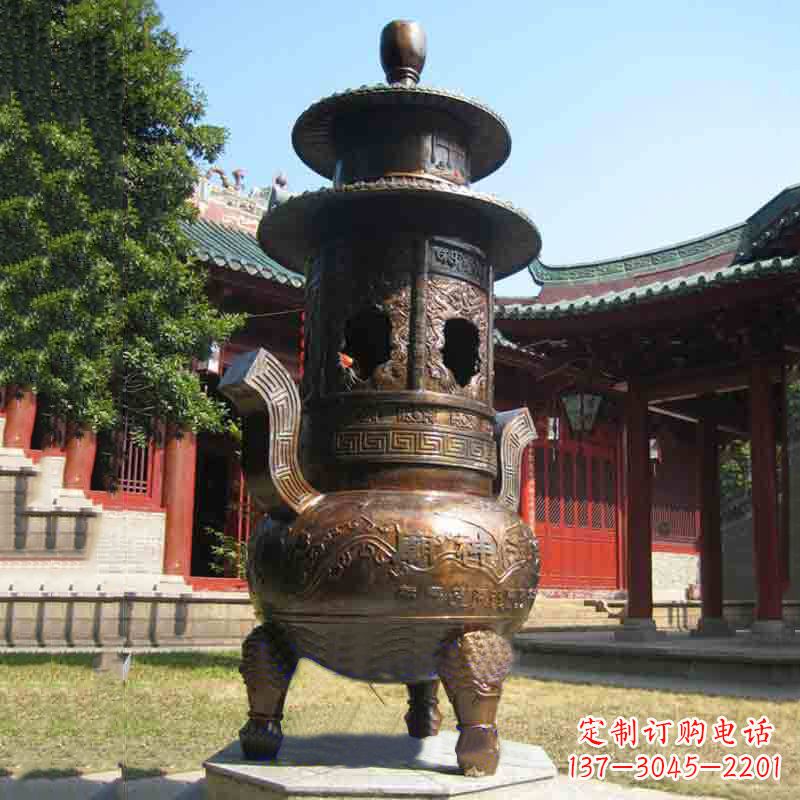 湖南现代铜制香炉铜雕香炉