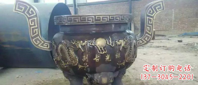 湖南祥光古刹寺庙香炉铜雕