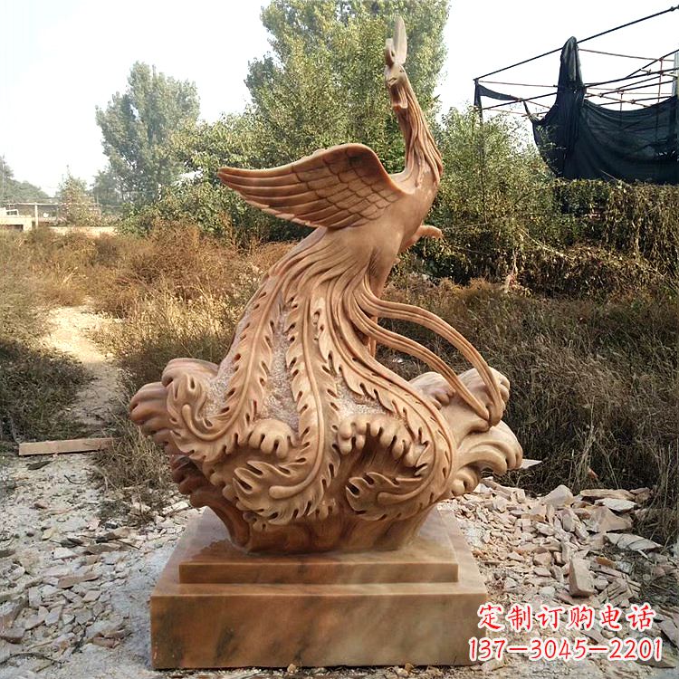 湖南祥瑞凤凰晚霞红石雕