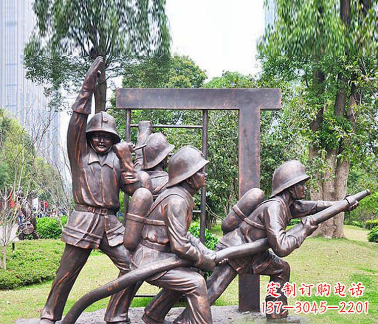 湖南消防员人物铜雕 (2)
