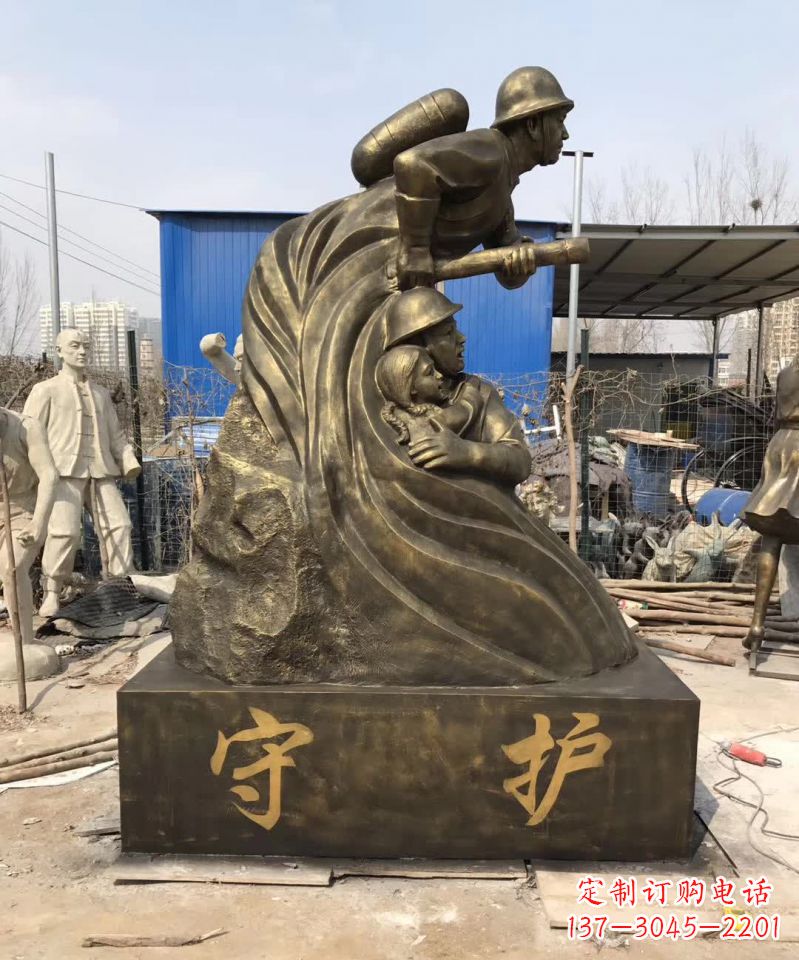 湖南消防员铜雕112