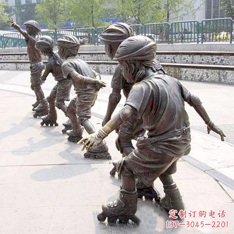 湖南小孩滑旱冰广场运动主题雕塑