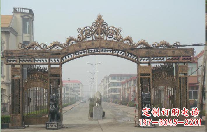 湖南小区不锈钢门口牌坊雕塑