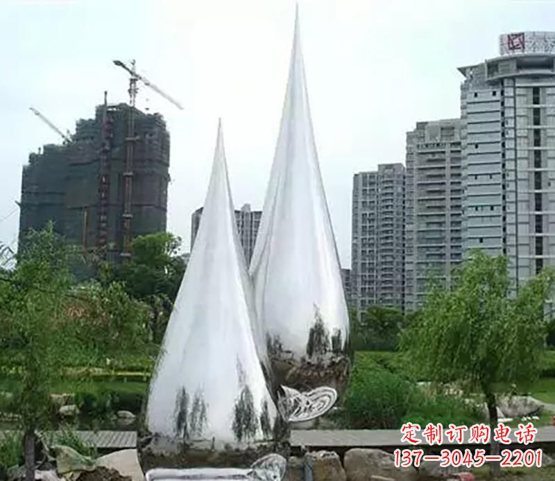 湖南小区不锈钢水滴雕塑