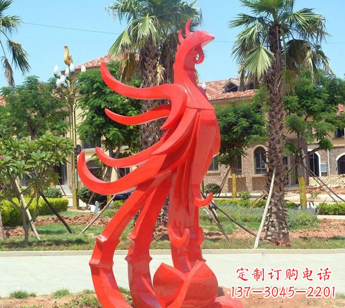湖南小区抽象不锈钢凤凰雕塑
